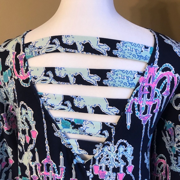 Lilly Pulitzer OPHELIA SWING DRESS Bright Navy Pop Up Monkey Trouble Size XS. - Picture 6 of 8